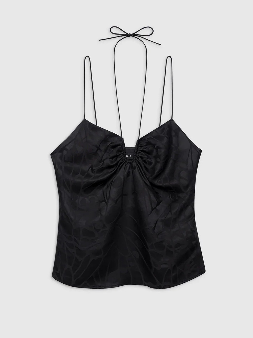 Anine Bing Silk Papillon Top in Black Butterfly Jacquard